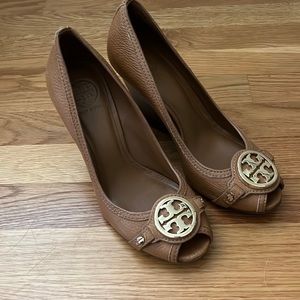 Tory Burch peep toe wedge heels